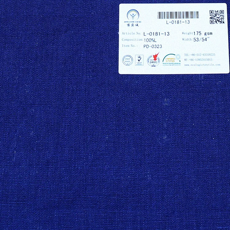 High Quality Plain Dyed Pure Linen Woven Fabric for Shirt